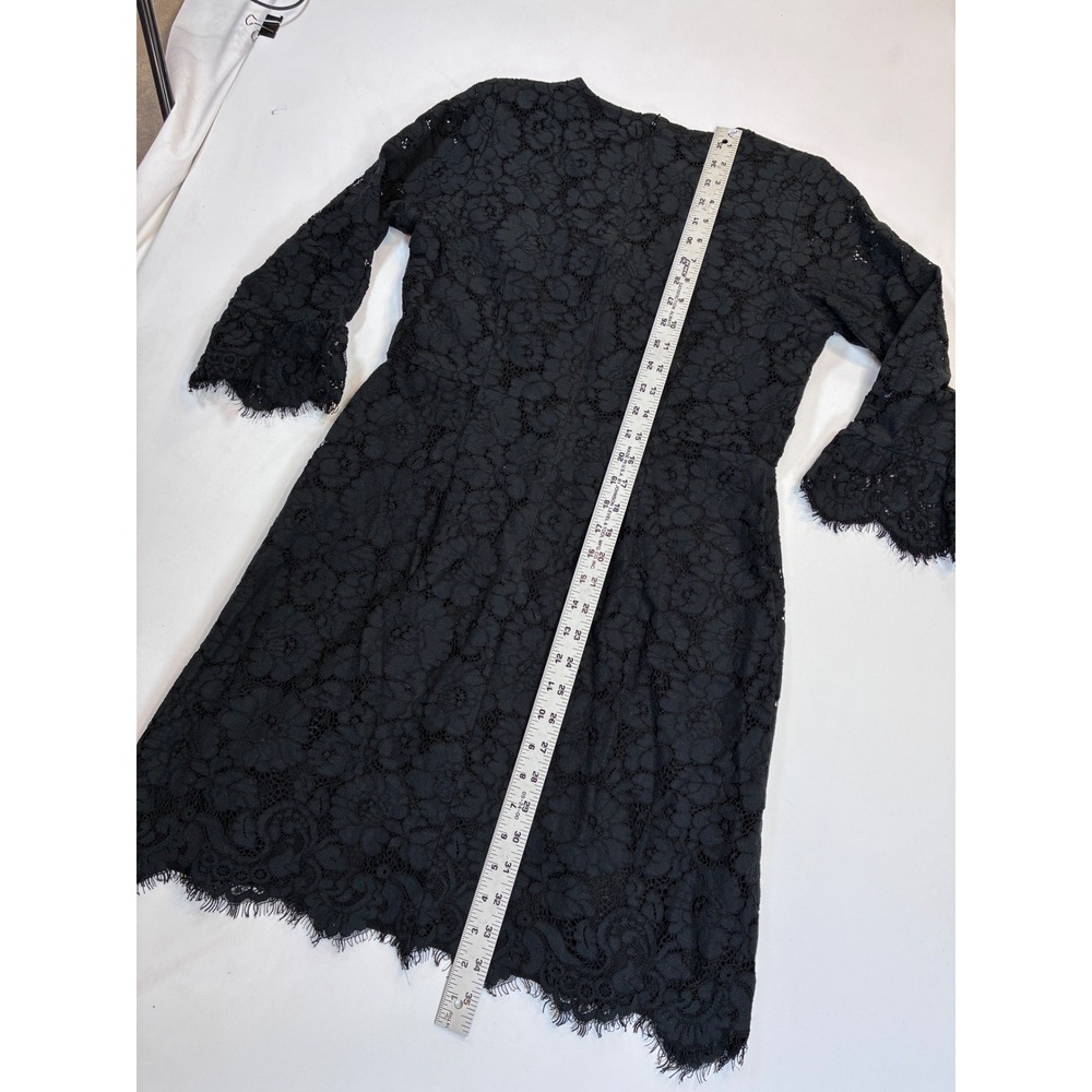 LBD Ann Taylor Petite Black Winter Formal Lace‎ 3/4 Sleeve Sheath Dress 8P - Picture 7 of 7
